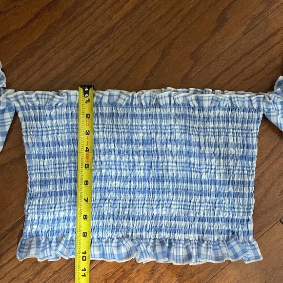 Shein white/blue plaid cropped tube top - Size Medium NWNT with bag - Picture 10 of 11